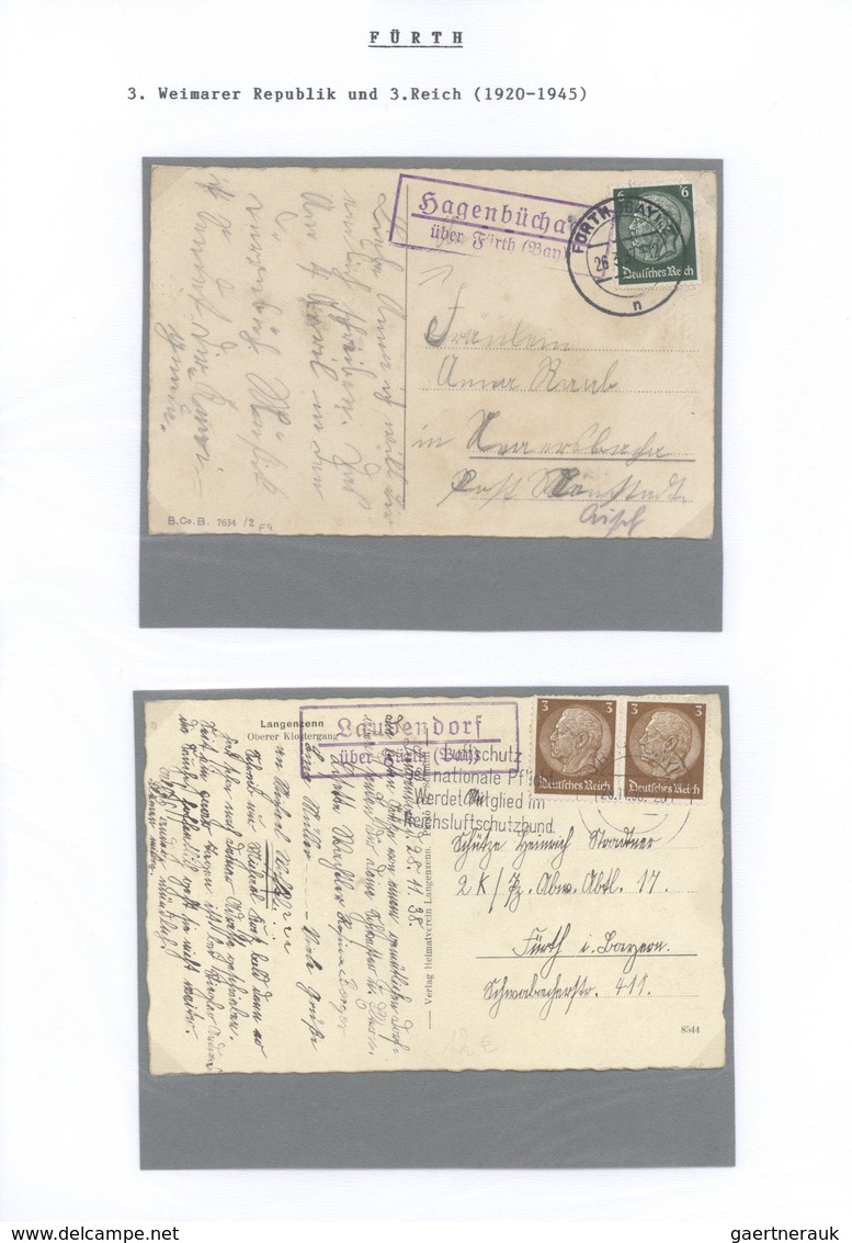 Deutsches Reich: 1920/1960 Ca., Marken Und Poststempel Am Beispiel Einer Heimatsammlung Fürth I.B., - Sammlungen