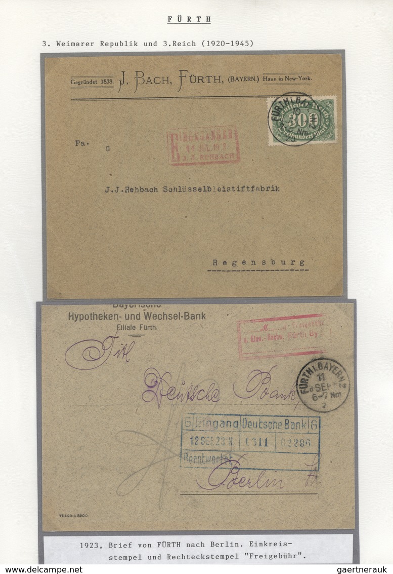 Deutsches Reich: 1920/1960 Ca., Marken Und Poststempel Am Beispiel Einer Heimatsammlung Fürth I.B., - Sammlungen