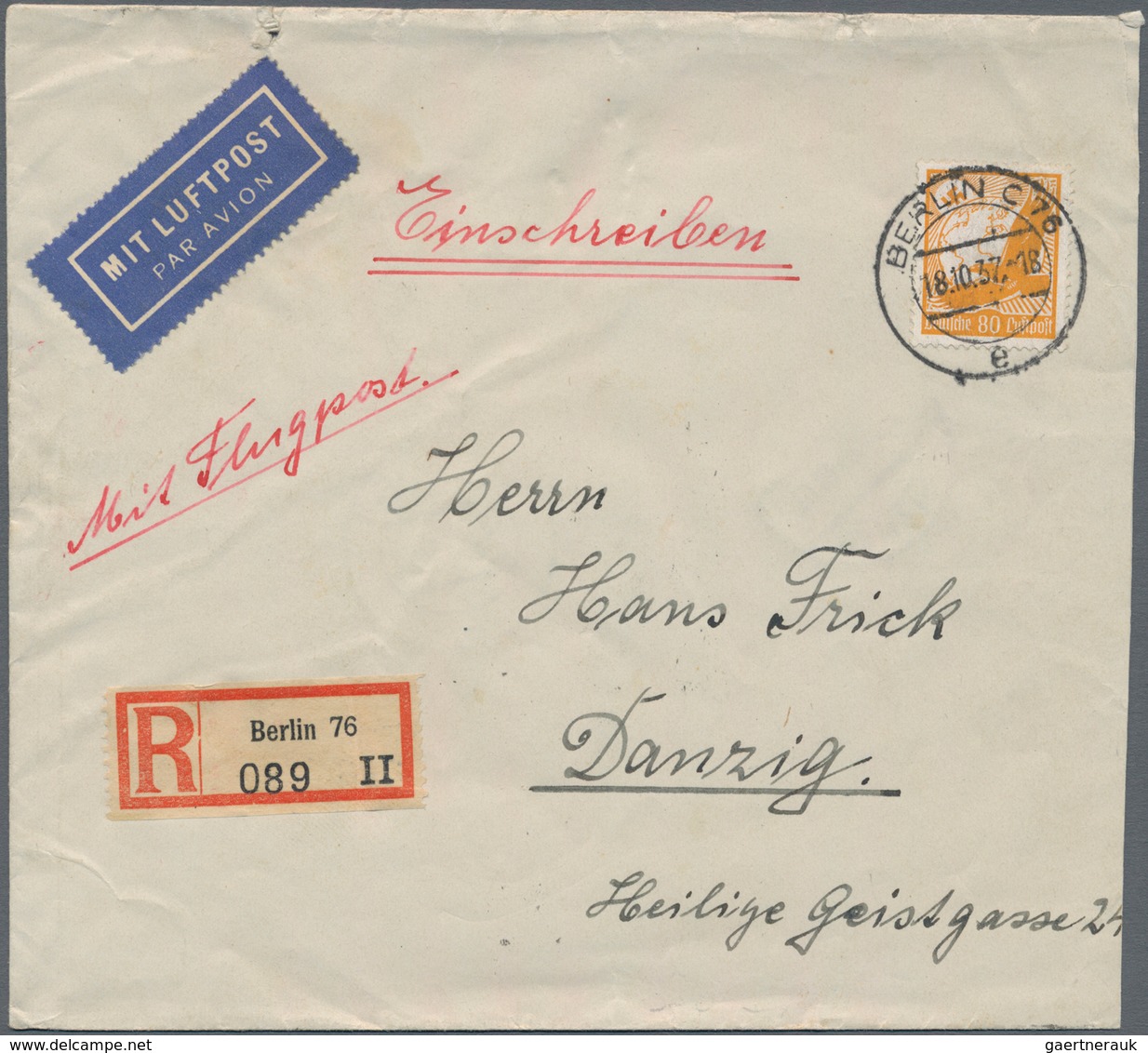 Deutsches Reich: 1933/41, Briefe (7) Meistens Luftpost, Dabei EF 85 Pf. / 2 RM /3 RM (mit Stempel U. - Sammlungen