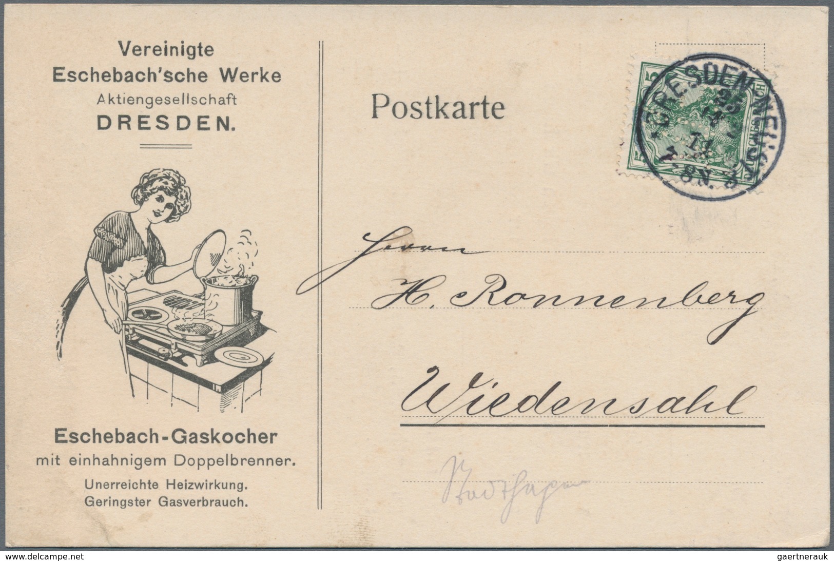 Deutsches Reich - Germania: 1911/1919, Partie Von Ca. 46 Gelaufenen Karten Mit Reklame-Zudrucken, Me - Sammlungen