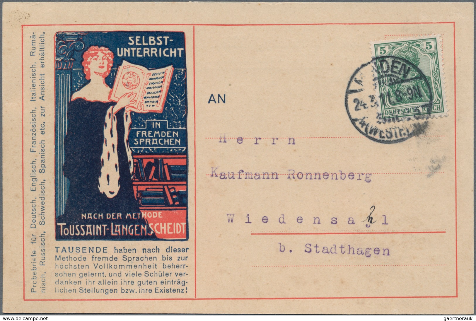 Deutsches Reich - Germania: 1911/1919, Partie Von Ca. 46 Gelaufenen Karten Mit Reklame-Zudrucken, Me - Collections