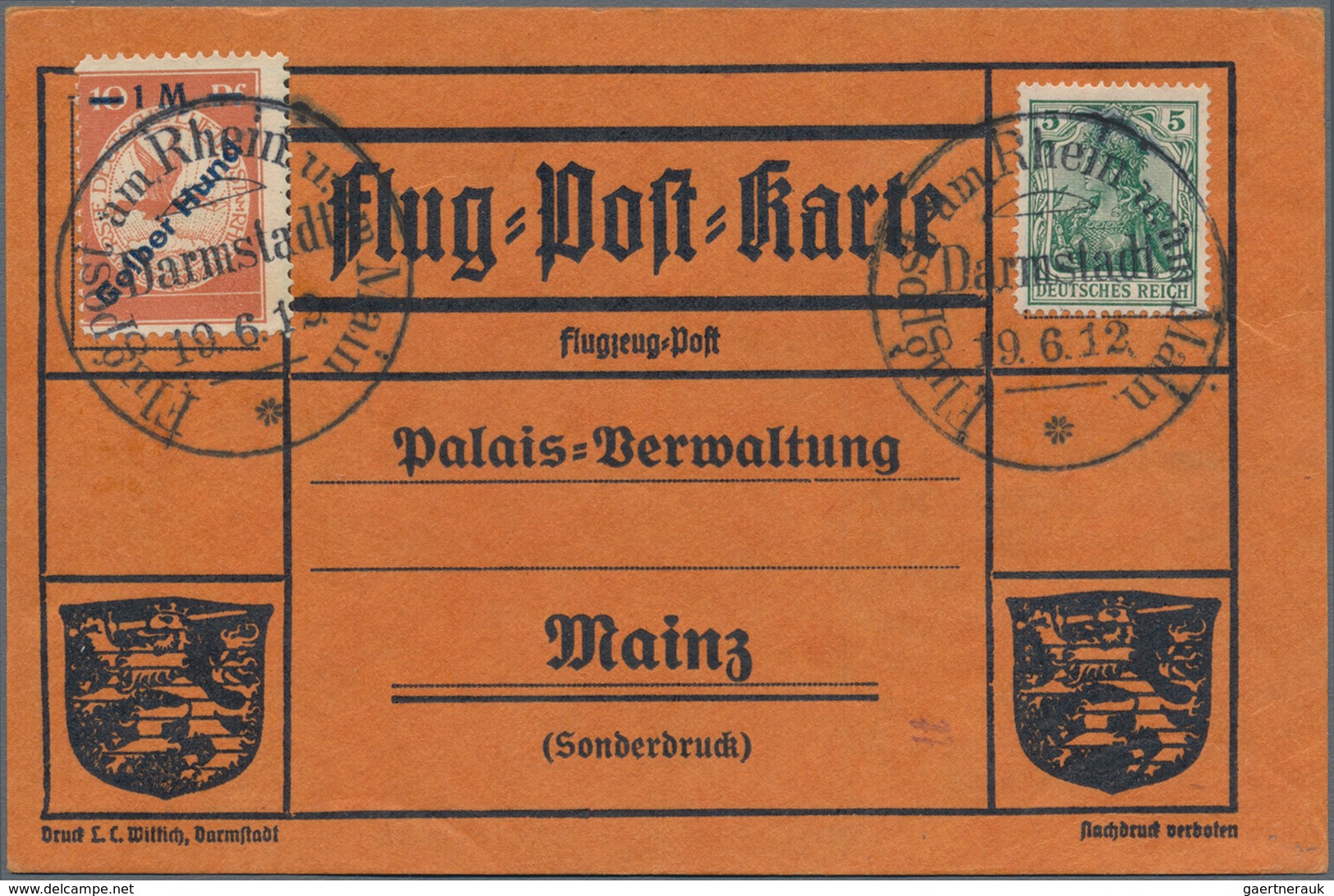 Deutsches Reich - Germania: 1912, Flugpost Rhein/Main, Darmstadt 15.6./17.6./19.6., Lot Von Drei Kar - Sammlungen