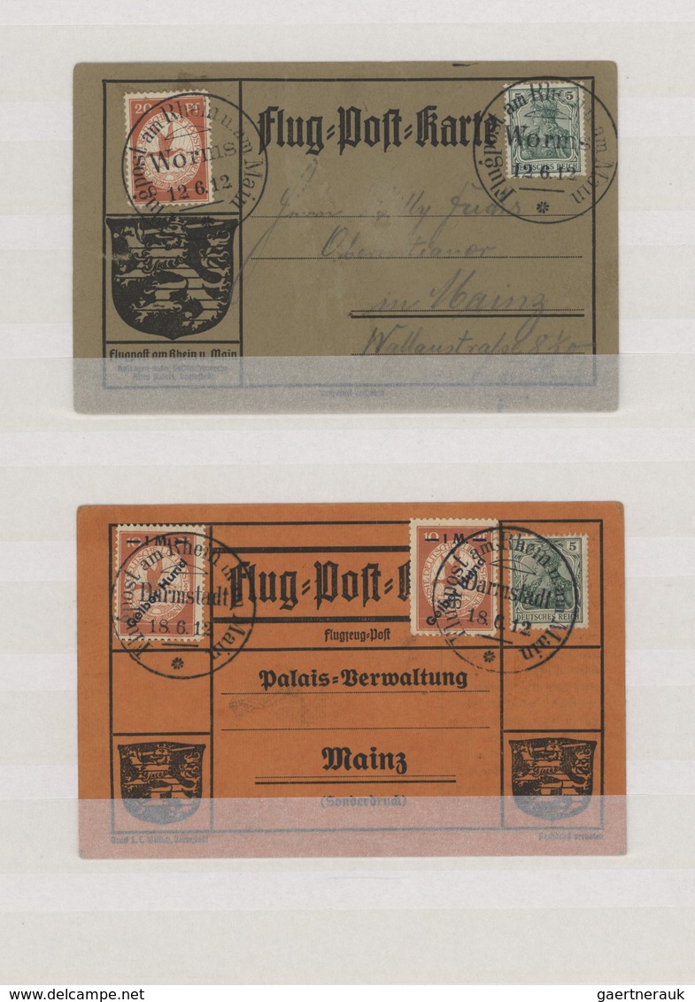 Deutsches Reich - Germania: 1912, Flugpost Rhein/Main, Partie Von 13 Entsprechenden Flugkarten, Dabe - Collections