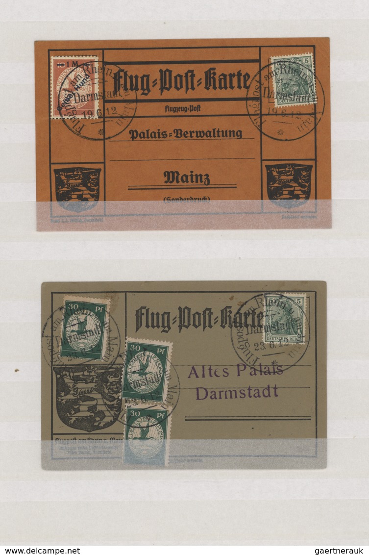 Deutsches Reich - Germania: 1912, Flugpost Rhein/Main, Partie Von 13 Entsprechenden Flugkarten, Dabe - Sammlungen
