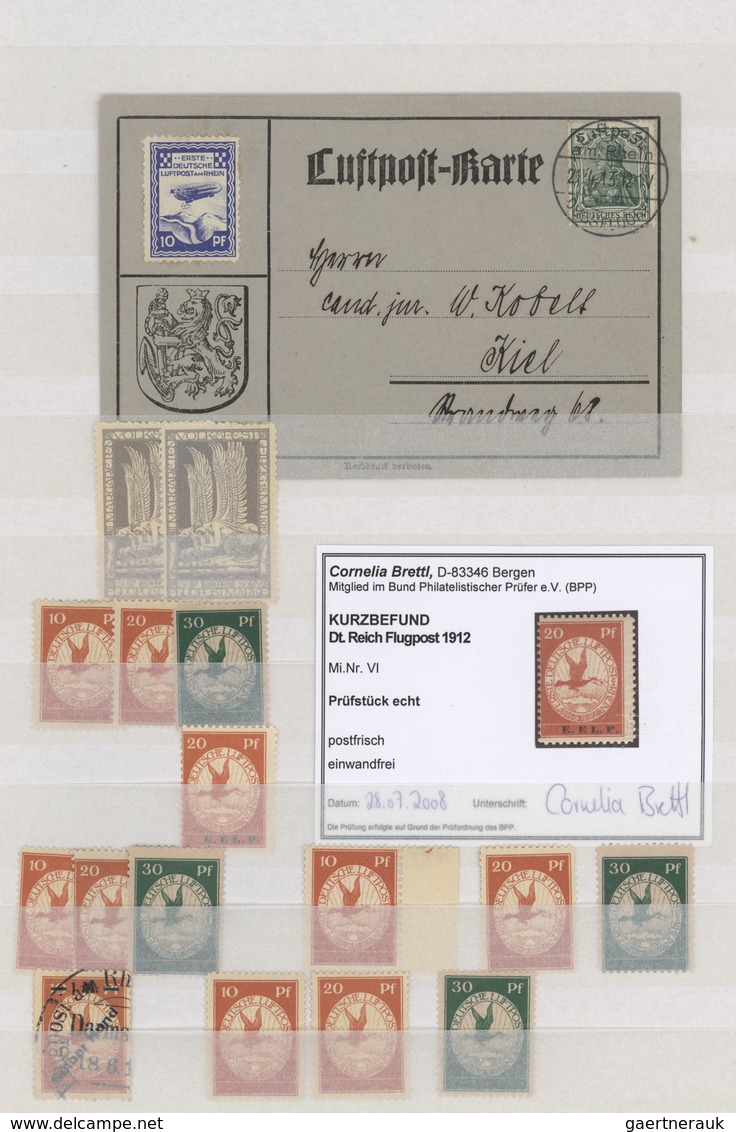 Deutsches Reich - Germania: 1912, Flugpost Rhein/Main, Partie Von 13 Entsprechenden Flugkarten, Dabe - Sammlungen