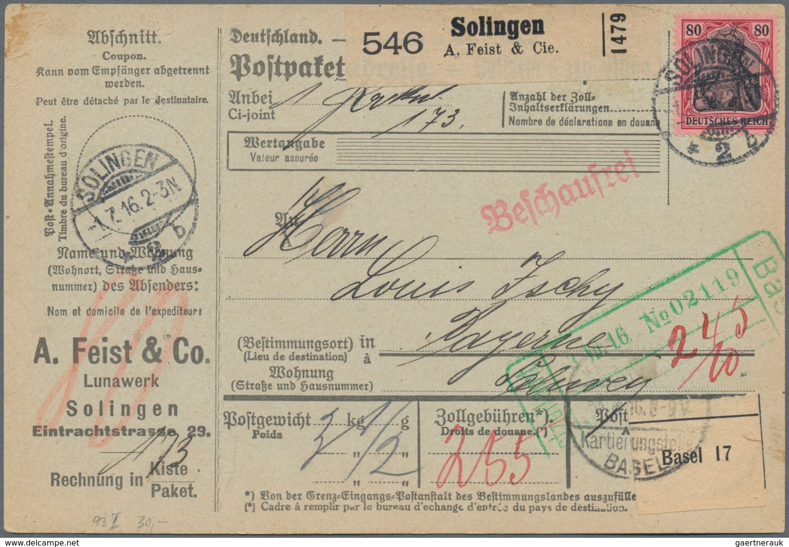 Deutsches Reich - Germania: 1919/1922 (dabei 2 Stücke aus 1891). Lot von 13 meist besseren Paketkart