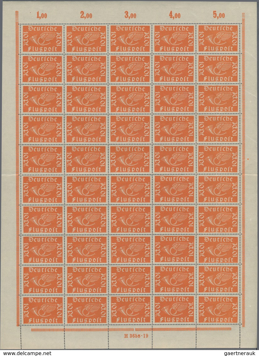 Deutsches Reich - Inflation: 1919, Flugpostmarke 10 Pf. Rotorange In 20 Kompletten Bögen (alle 1 X M - Collections