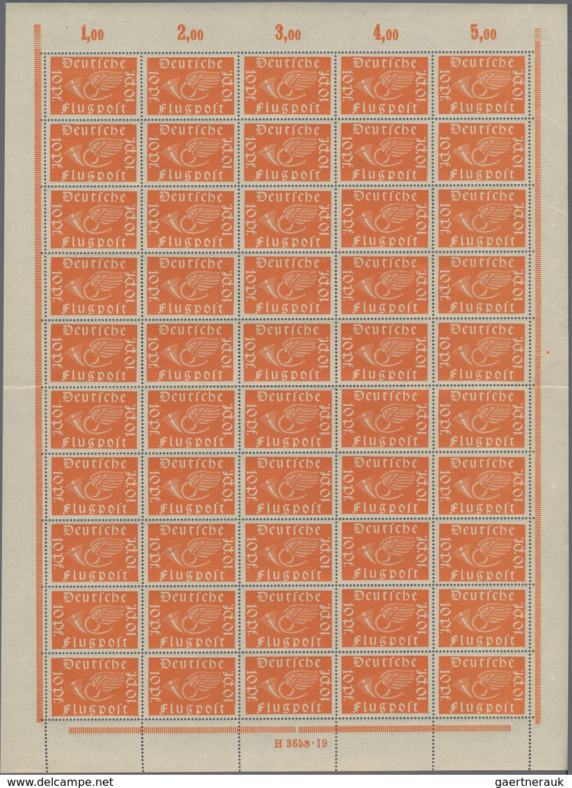 Deutsches Reich - Inflation: 1919, Flugpostmarke 10 Pf. Rotorange In 20 Kompletten Bögen (alle 1 X M - Collezioni