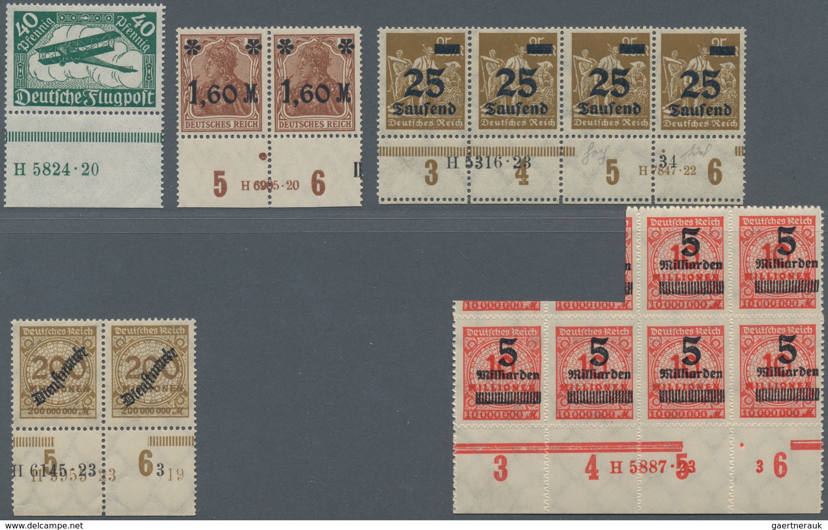 Deutsches Reich - Inflation: HAUSAUFTRAGSNUMMERN: 1919/23 Einschließlich Dienst, Postfrischer Sammlu - Collezioni