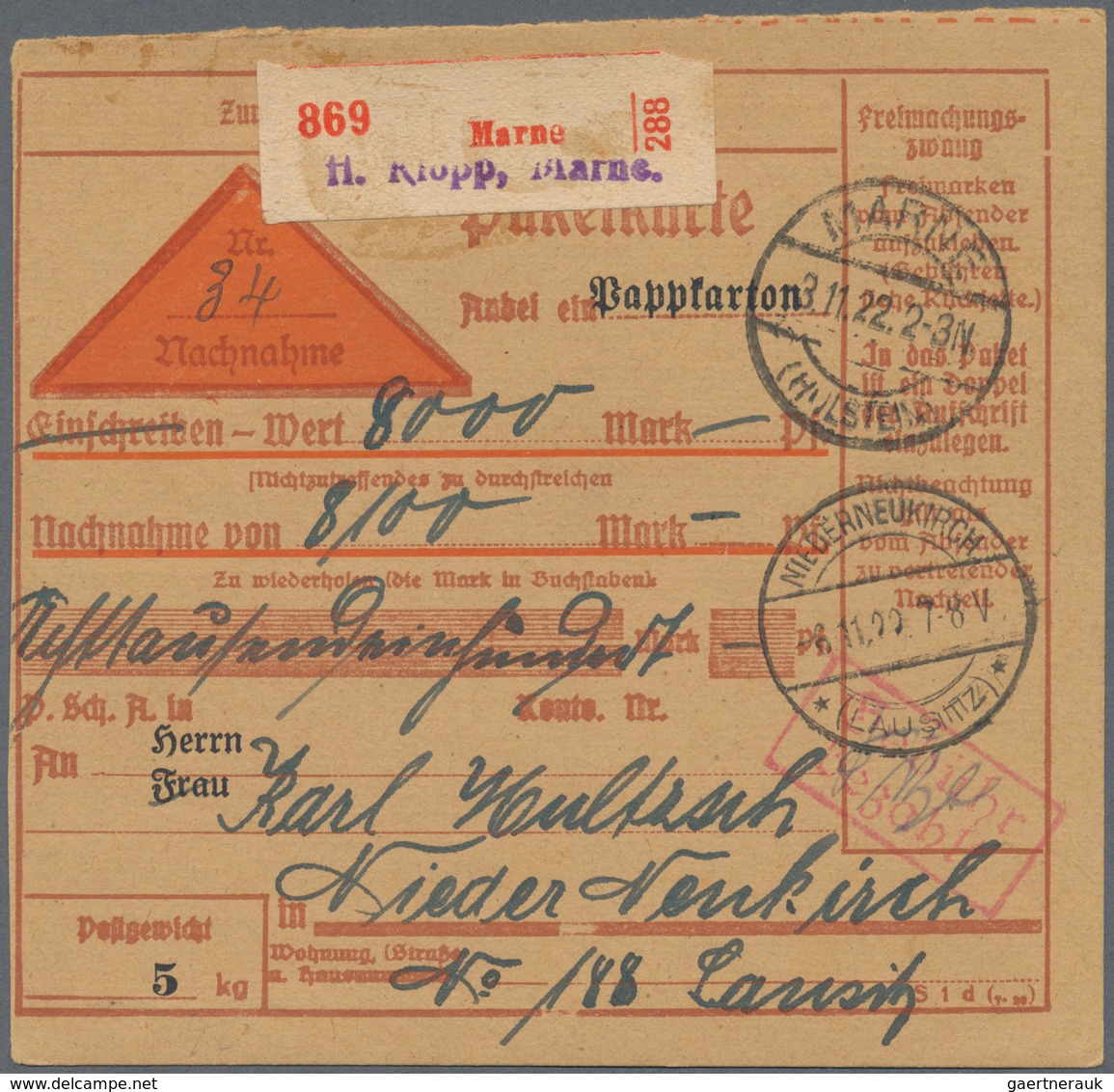 Deutsches Reich - Inflation: 1922/1923, Partie Von 25 Gebühr Bezahlt-Belegen, Dabei Nachnahme-Wertpa - Collezioni