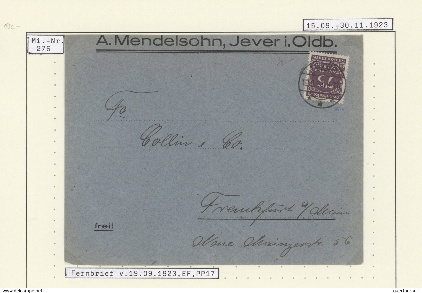Deutsches Reich - Inflation: 1923, vielseitige Sammlung von ca. 300 Briefen und Karten, sauber auf B