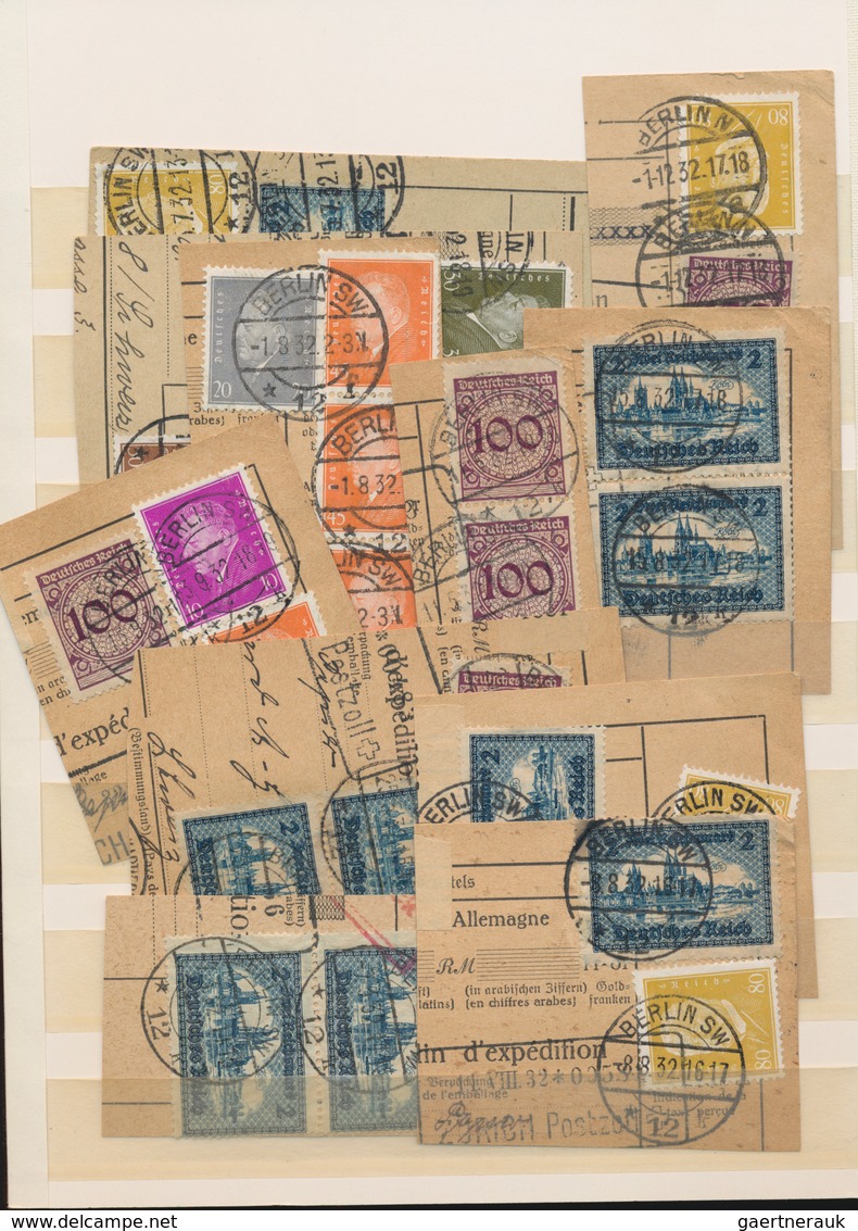 Deutsches Reich - Weimar: 1931/1932, Partie Von über 70 Paketkartenabschnitten, Dabei Alleine Ca. 43 - Collections