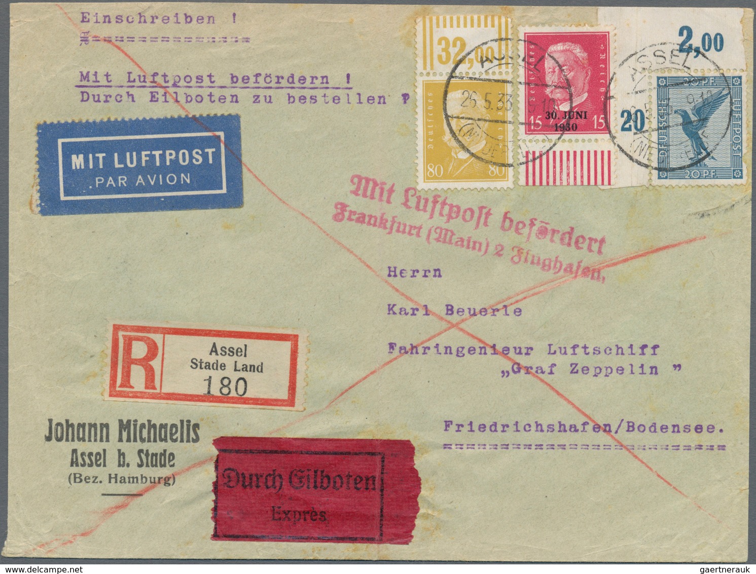 Deutsches Reich - 3. Reich: 1923/1932, EINSCHREIBE-POST, Gehaltvoller Sammlungsbestand Mit über 50 B - Other & Unclassified