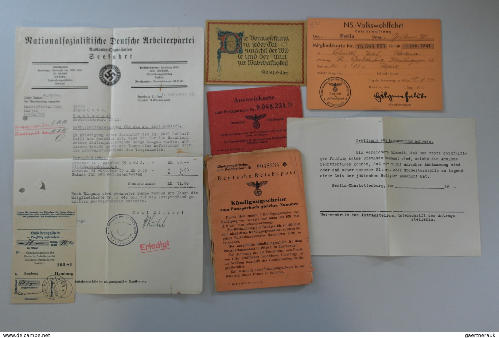 Deutsches Reich - 3. Reich: 1933/1945. Ausweise, Arbeitsbücher, Kennkarten, Dokumente, Etc Aus Dem D - Other & Unclassified