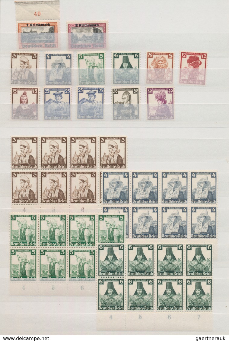 Deutsches Reich - 3. Reich: 1935/1945, Postfrischer Bestand Auf Stecktafeln, Dabei U.a. Neun Serien - Autres & Non Classés