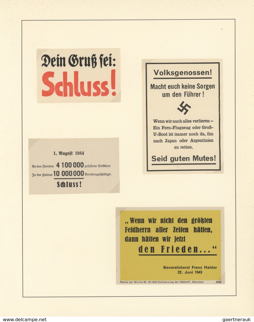 Deutsches Reich - 3. Reich: 1942/1945, ALLIIERTE PROPAGANDA-FLUGBLÄTTER, vielseitige Sammlung von ca