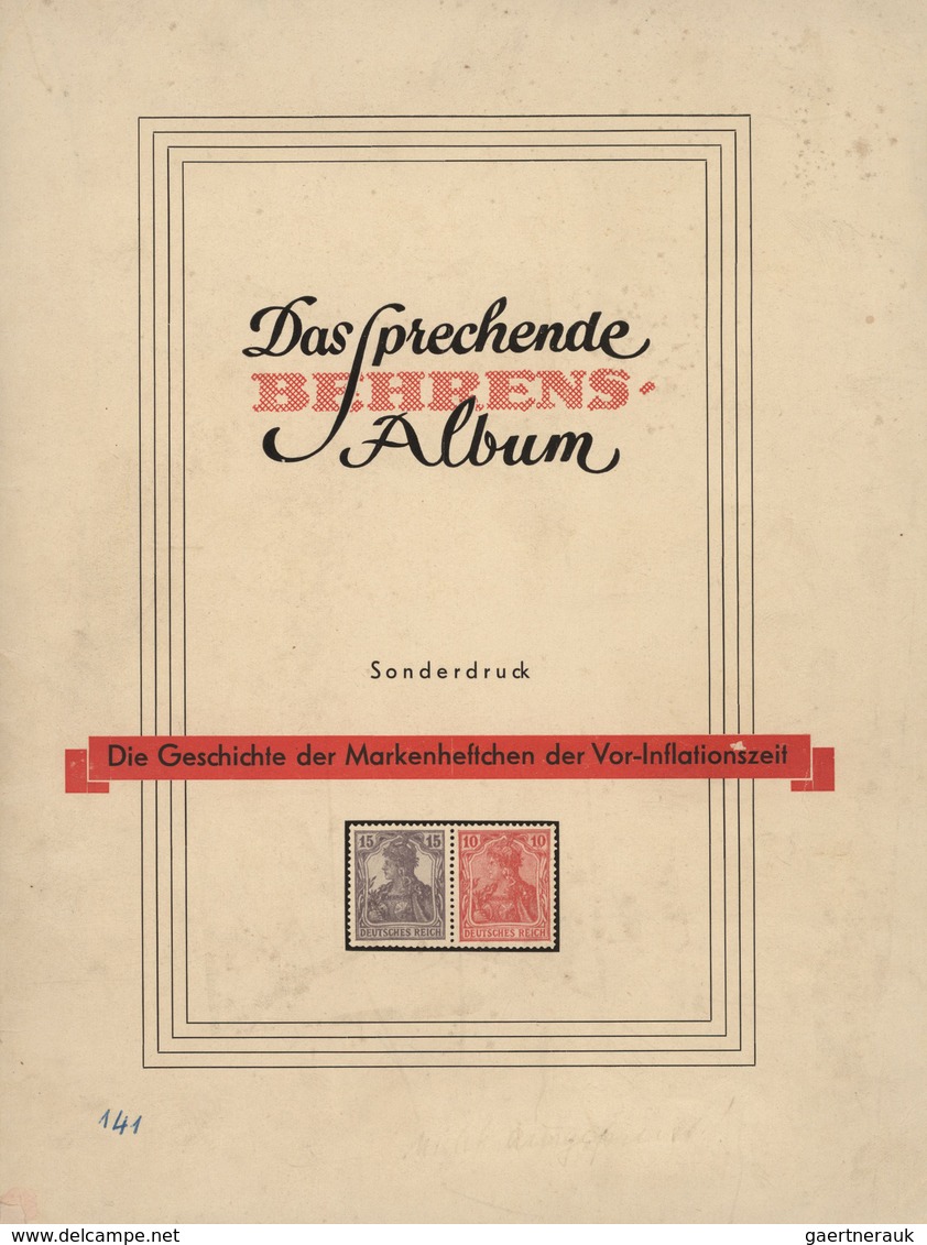 Deutsches Reich - Markenheftchen: 1918-1920, Sprechendes Behrens Album Mit Drei "zerlegten" Germania - Markenheftchen