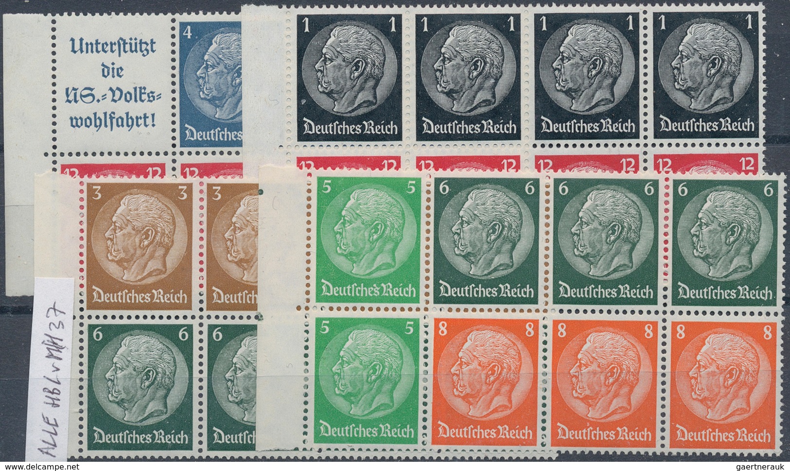 Deutsches Reich - Zusammendrucke: 1937, Alle 29 (inkl. KZ 27.2 Und KZ 29.4) Hindenburg-Zusammendruck - Se-Tenant