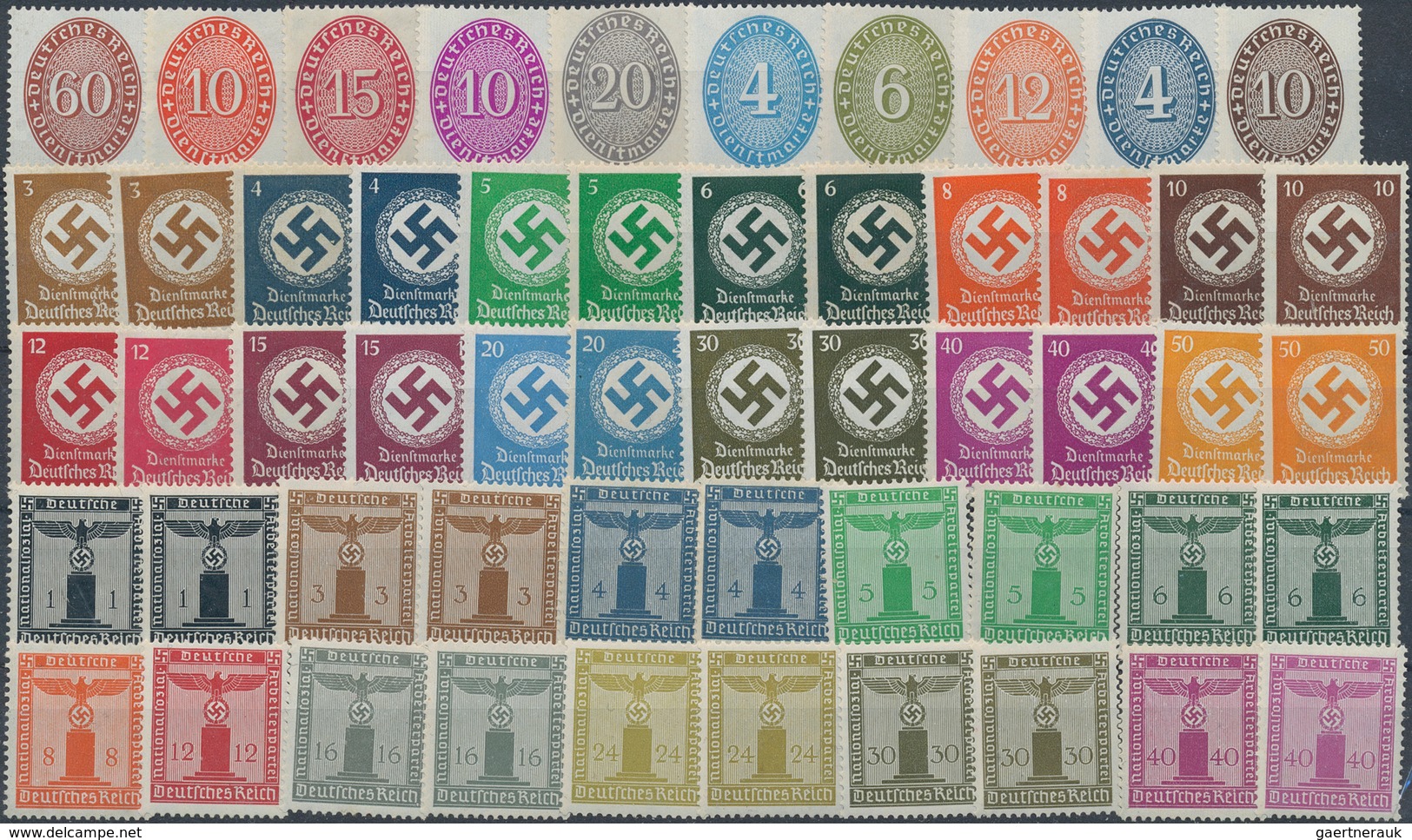 Deutsches Reich - Dienstmarken: 1903-1945, Die Dienstmarken Des Deutschen Reiches Von 1903 Bis 1945 - Officials