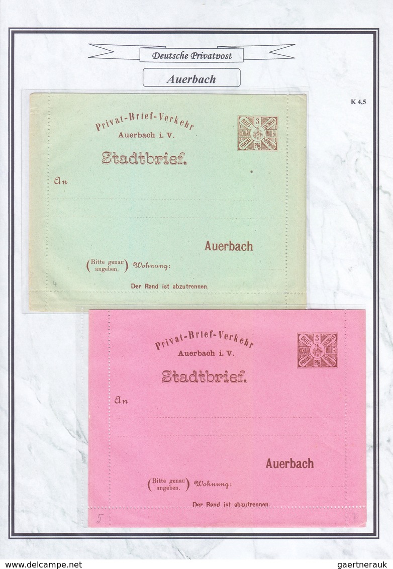 Deutsches Reich - Privatpost (Stadtpost): AUERBACH, Auf Blättern Montierte Sammlung Von 30 Verschied - Postes Privées & Locales