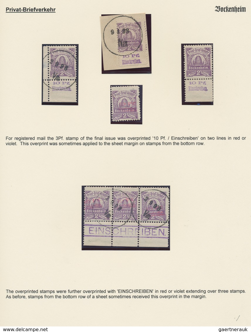 Deutsches Reich - Privatpost (Stadtpost): BOCKENHEIM: Privat-Briefverkehr, Sammlung Mit Einigen Dubl - Postes Privées & Locales