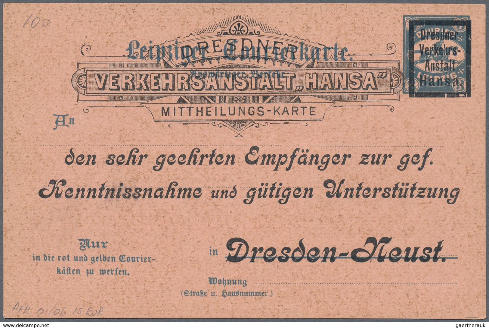 Deutsches Reich - Privatpost (Stadtpost): DRESDEN: Hansa Und Gemeinnütziger Verein, Umfangreiche Sam - Postes Privées & Locales
