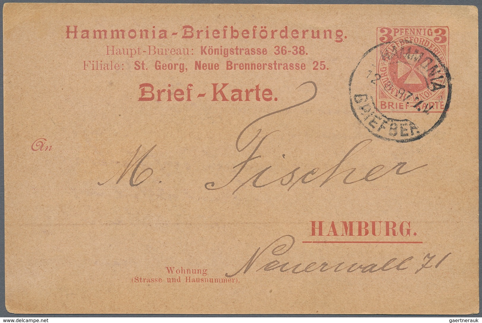 Deutsches Reich - Privatpost (Stadtpost): HAMBURG: Brief-u. Paketbeförderung H. Maack Bis Orts-Paket - Privatpost