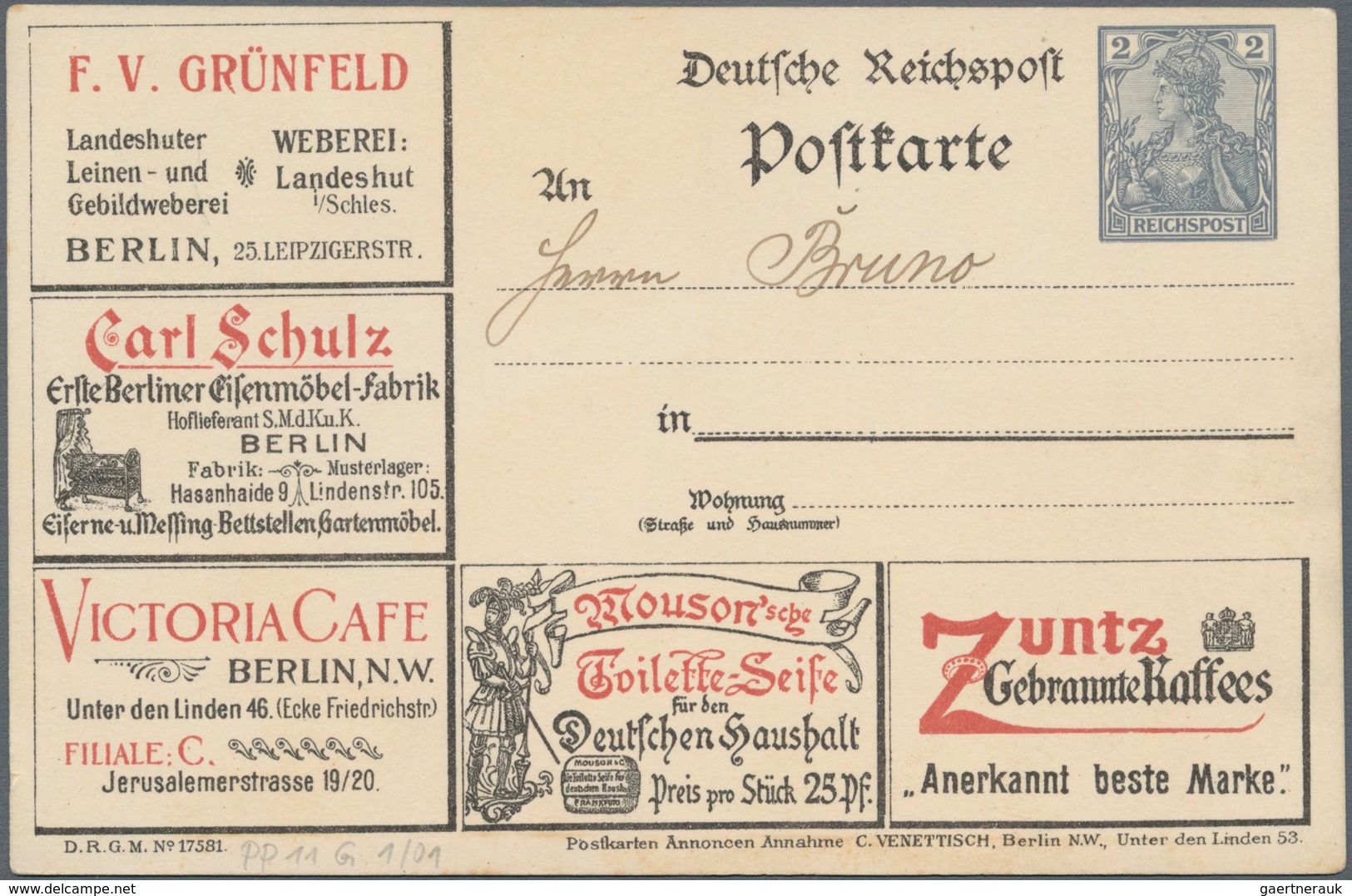 Deutsches Reich - Ganzsachen: 1900/1922 (ca.), Saubere Sammlung Von 40 Germania-Privatganzsachen Geb - Other & Unclassified