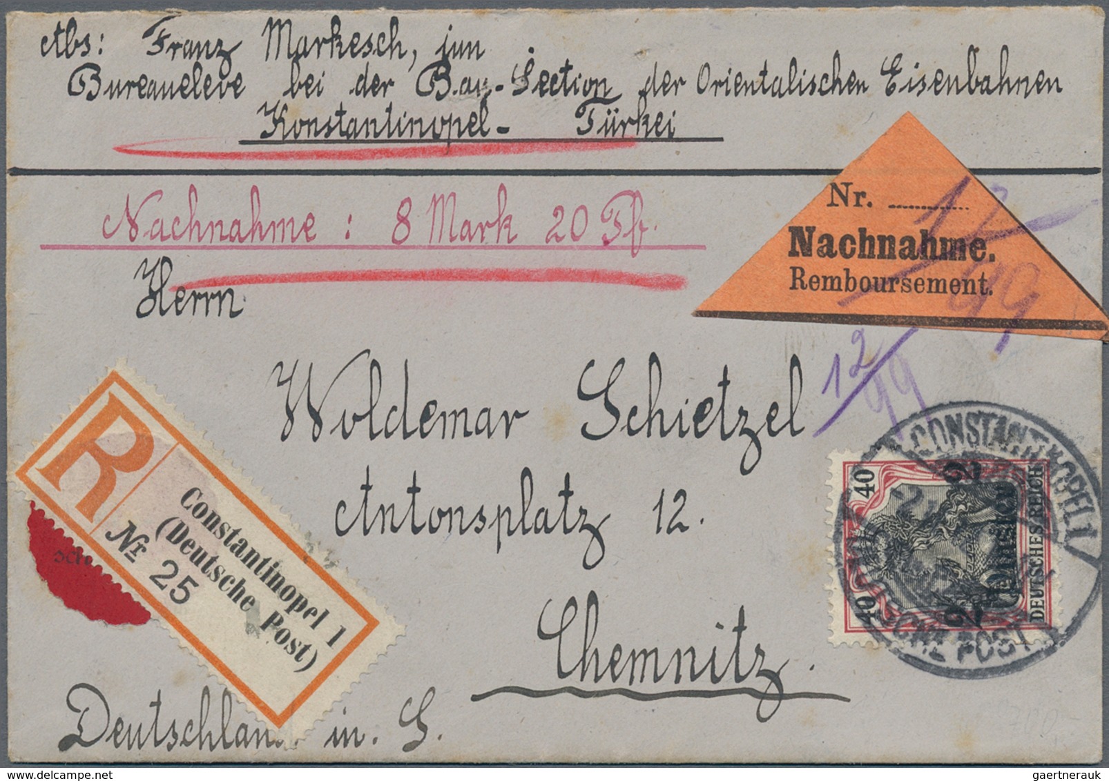 Deutsche Post in der Türkei: 1881/1914, Sammlungsbestand von insgesamt 113 Belegen mit div. Besonder