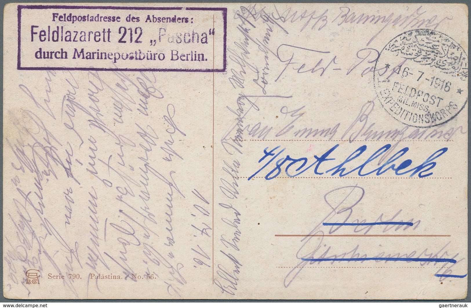 Deutsche Post In Der Türkei - Stempel: 1915/1918, Acht Belege Mit Versch. Truppenstempeln Von Sanitä - Turquie (bureaux)