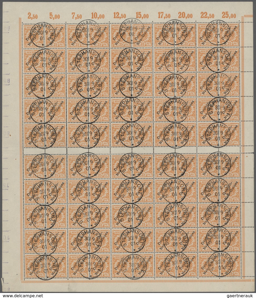 Deutsch-Neuguinea: 1897, 25 Pfg. Gelblichorange, Originalbogen Zu 100 Werten Mit Zwischenstegen, Kla - Nuova Guinea Tedesca
