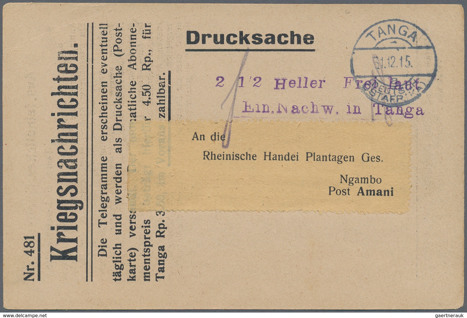 Deutsch-Ostafrika: 1894/1916, Sammlungsbestand von 56 Belegen mit div.Besonderheiten (Maji-Maji-Aufs