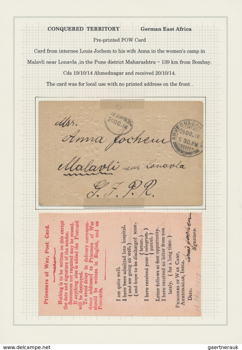 Deutsch-Ostafrika: 1915/1920, KRIEGSGEFANGENEN- und LAGERPOST INDIEN: gehaltvolle Spezialsammlung mi