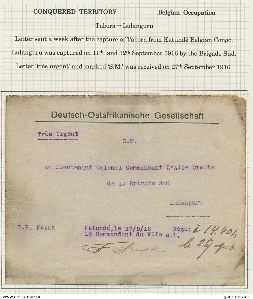 Deutsch-Ostafrika - Besonderheiten: 1916/1919, Auf Albumblätter Aufgezogene Spezialsammlung "Tabora - Afrique Orientale