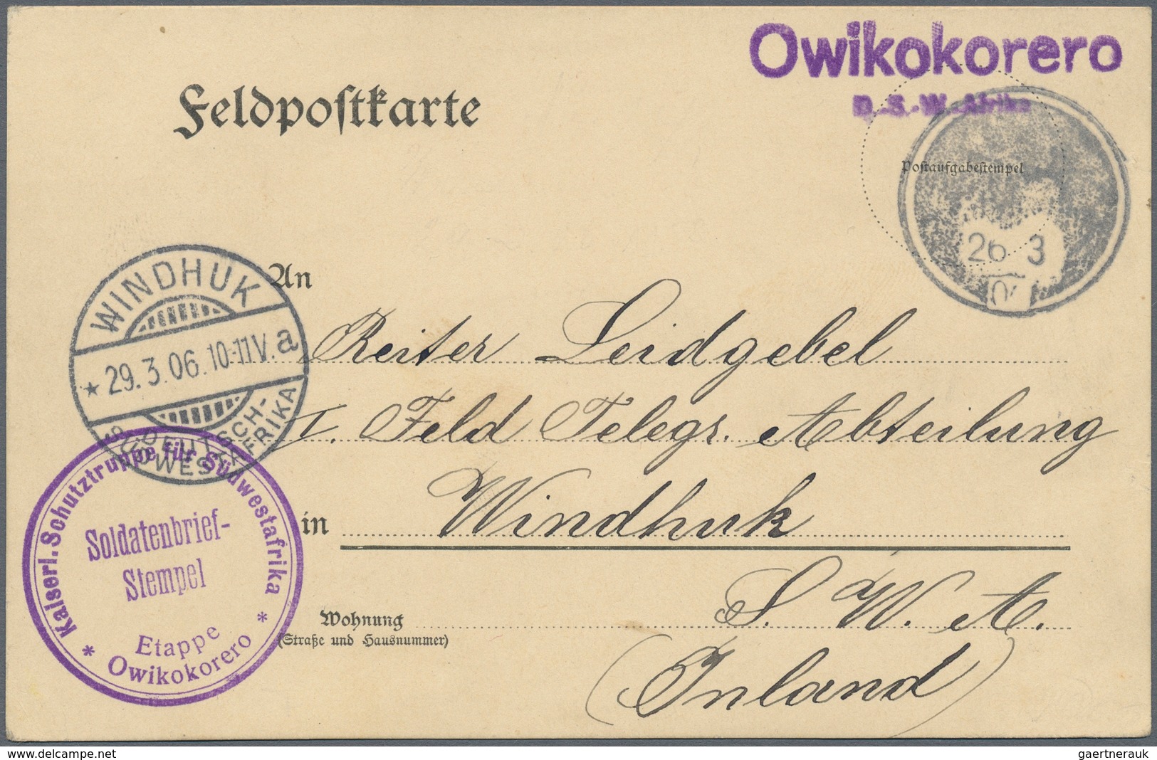 Deutsch-Südwestafrika: 1898/1914, Sammlungsbestand von insgesamt 75 Belegen mit div. Besonderheiten