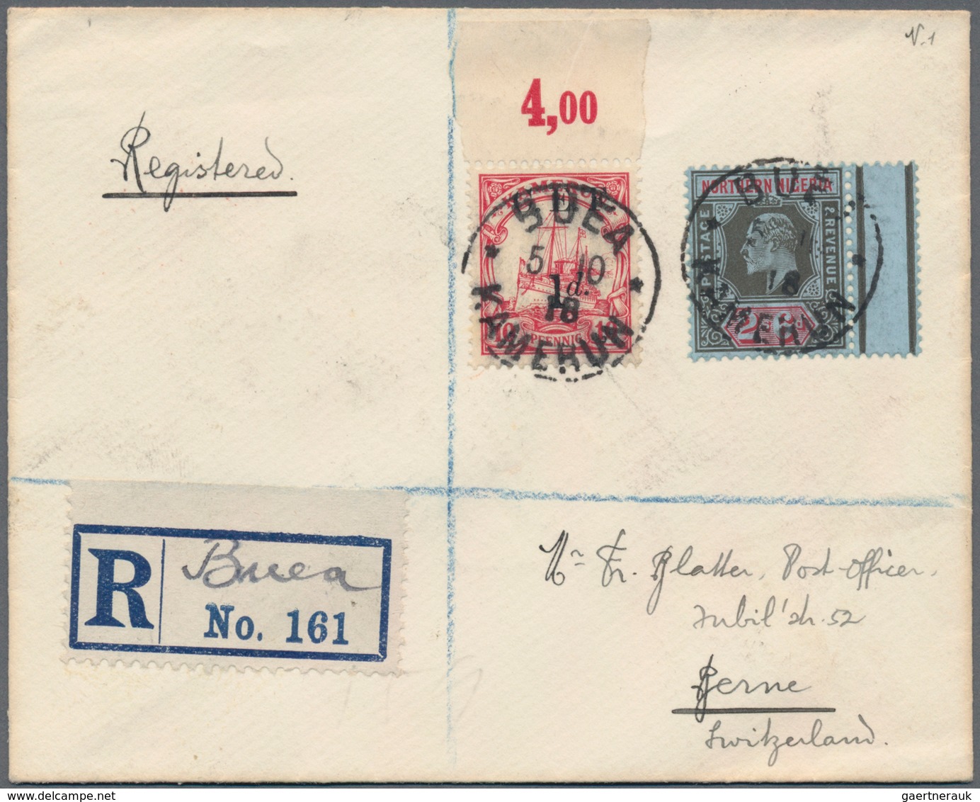 Deutsche Kolonien - Kamerun - Britische Besetzung: 1917-21, Sechs R-Briefe Von Kamerun Nach Bern In - Camerun