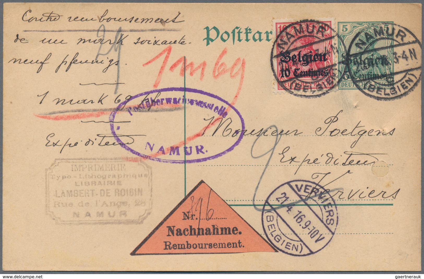 Deutsche Besetzung I. WK: Landespost In Belgien - Ganzsachen: 1914/1918, Sammlung Von Ca. 149 Ganzsa - Occupation 1914-18