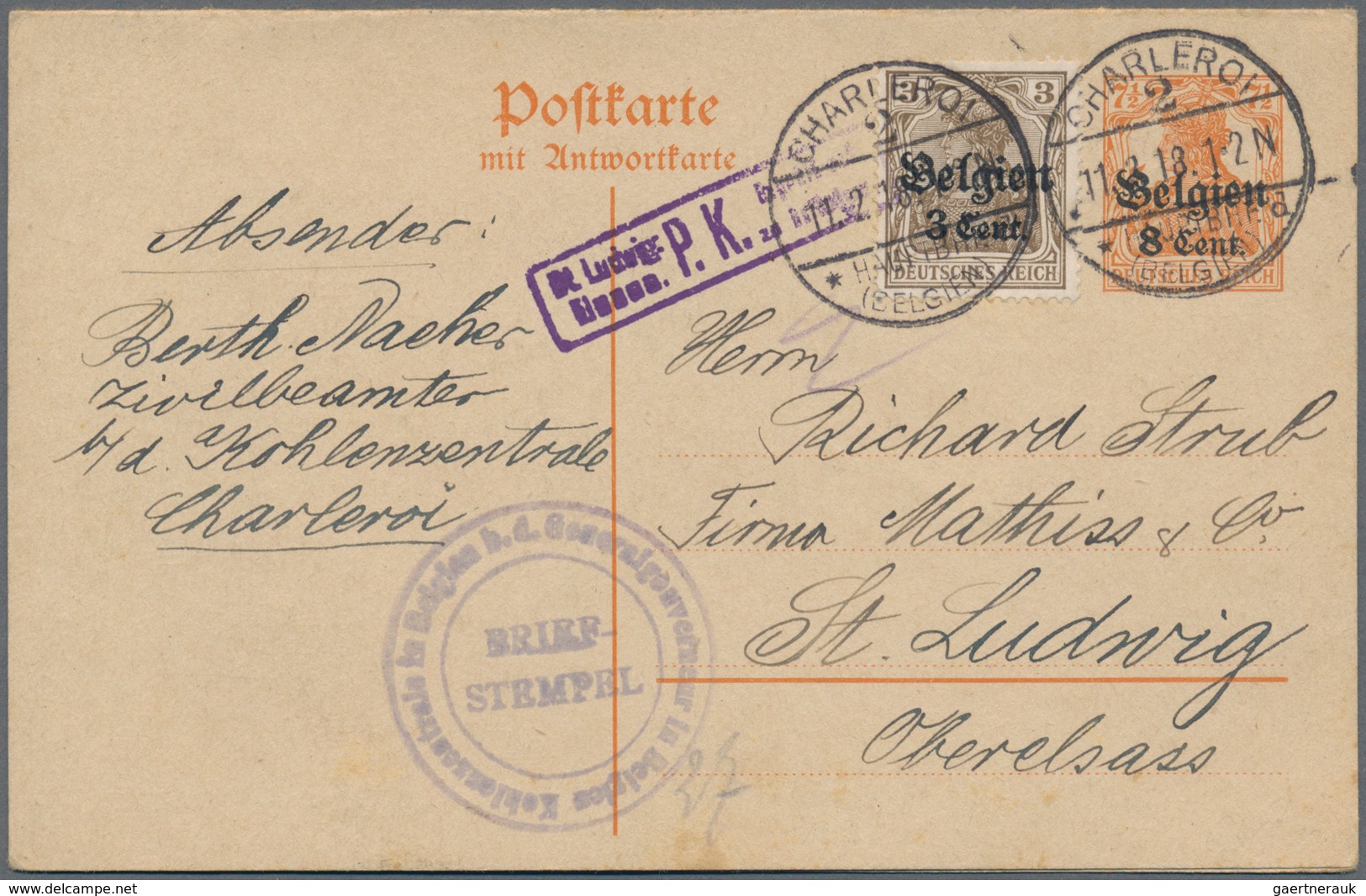 Deutsche Besetzung I. WK: Landespost In Belgien - Ganzsachen: 1914/1918, Sammlung Von Ca. 149 Ganzsa - Occupation 1914-18