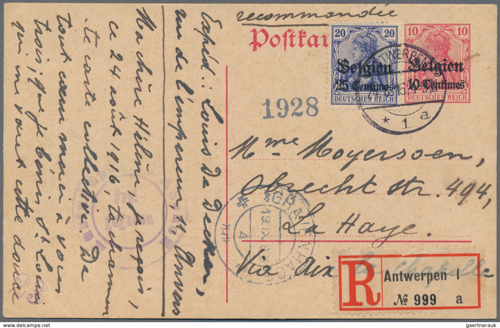 Deutsche Besetzung I. WK: Landespost in Belgien - Ganzsachen: 1914/1918, Sammlung von ca. 149 Ganzsa