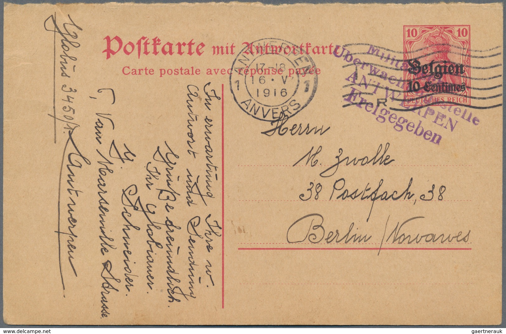 Deutsche Besetzung I. WK: Landespost in Belgien - Ganzsachen: 1914/1918, Sammlung von ca. 149 Ganzsa