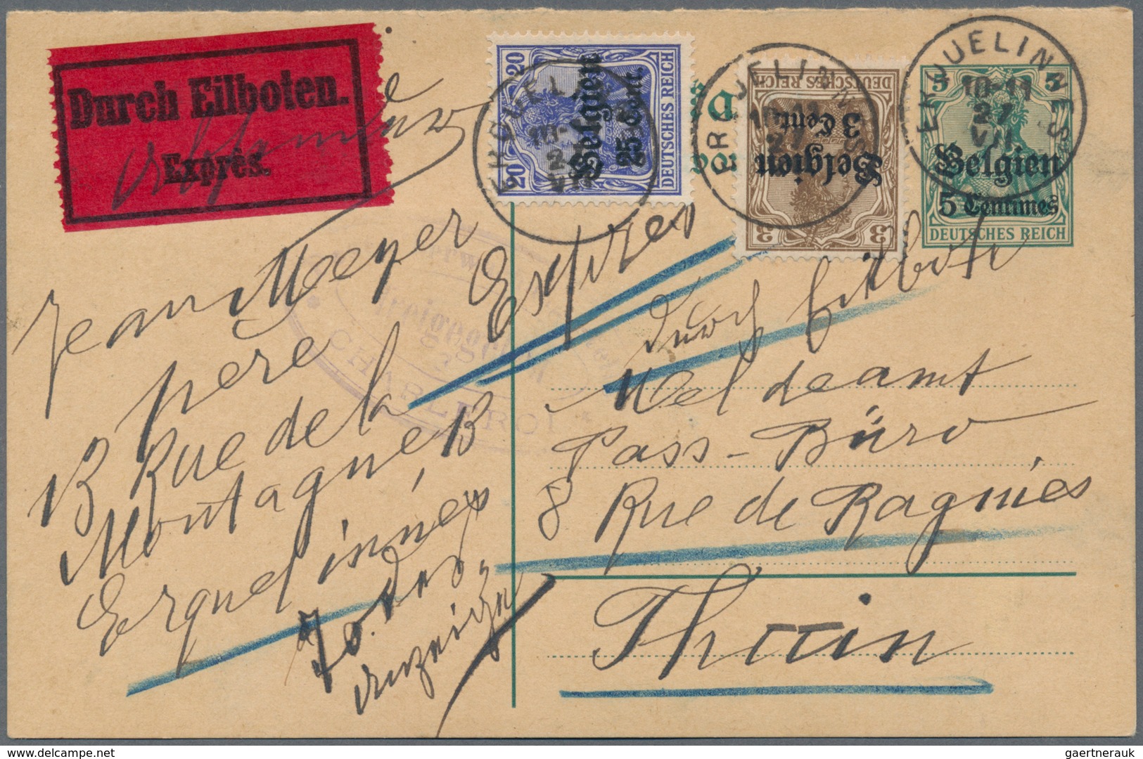 Deutsche Besetzung I. WK: Landespost in Belgien - Ganzsachen: 1914/1918, Sammlung von ca. 149 Ganzsa