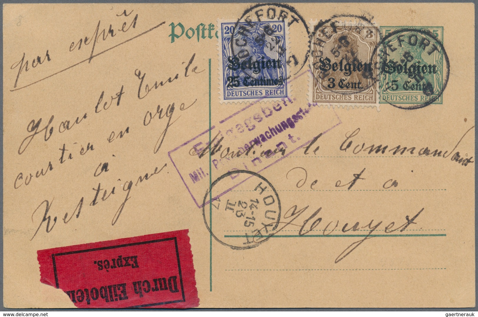 Deutsche Besetzung I. WK: Landespost in Belgien - Ganzsachen: 1914/1918, Sammlung von ca. 149 Ganzsa