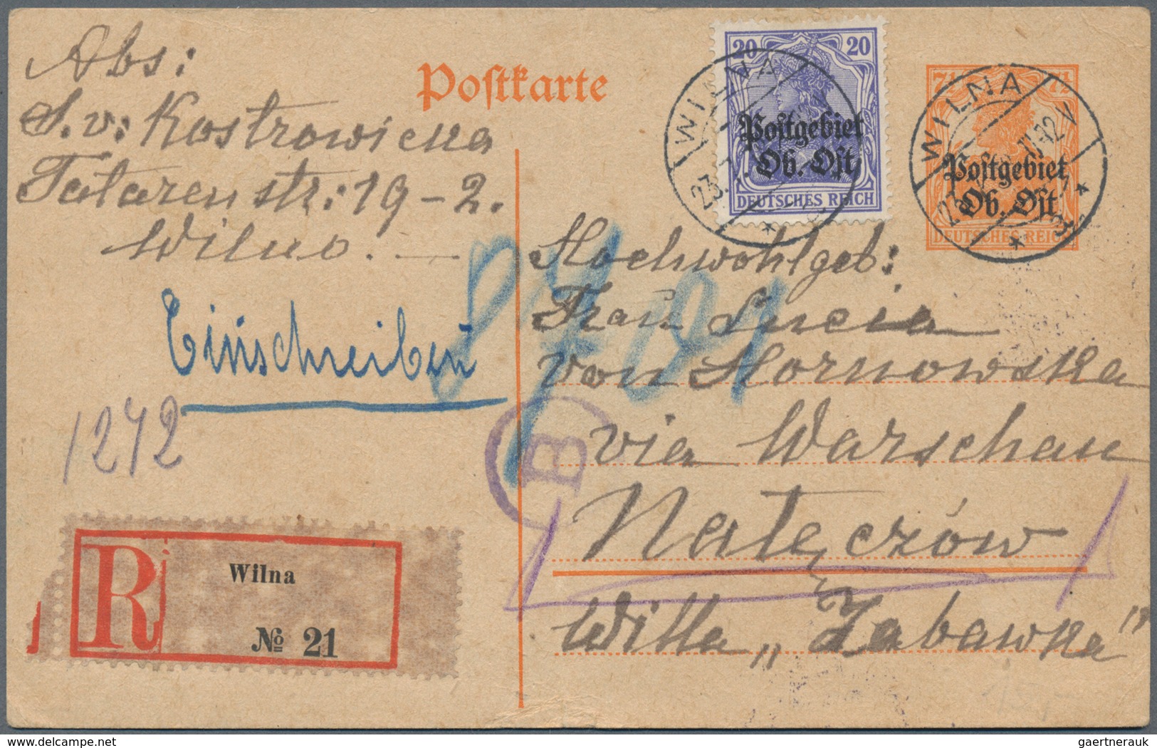 Deutsche Besetzung I. WK: Postgebiet Ober. Ost - Ganzsachen: 1916/1918, Partie Von 35 Ganzsachenkart - Occupation 1914-18