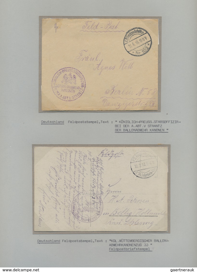 Feldpost 1. Weltkrieg: 1915/1918, MILITÄR-BALLONS, Sehr Vielseitige Sammlung Von 46 Feldpostbriefen - Autres & Non Classés