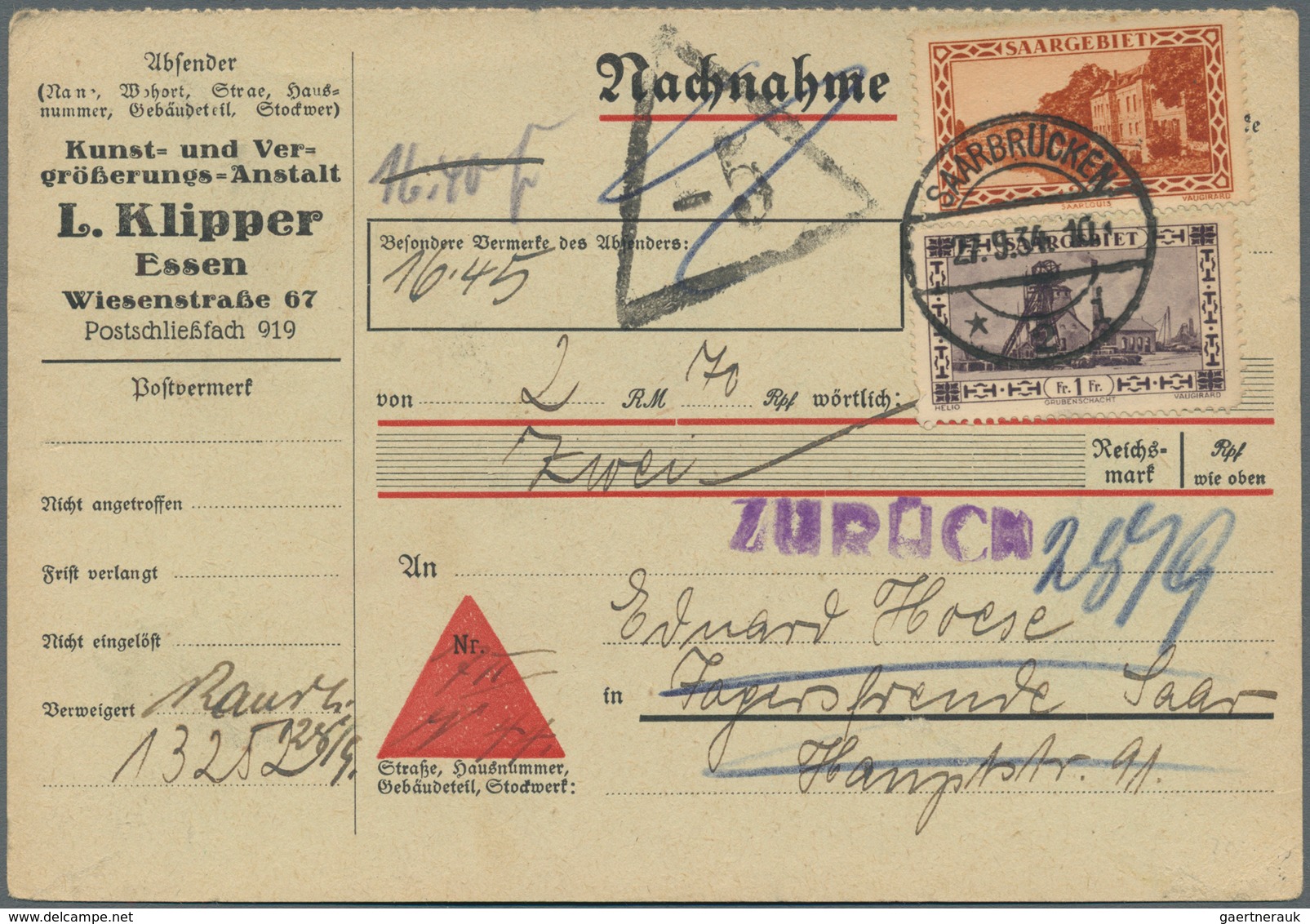 Deutsche Abstimmungsgebiete: Saargebiet: 1920-1934 (ca.), Partie Von Ca. 180 Belegen, Dabei Auch Gan - Covers & Documents