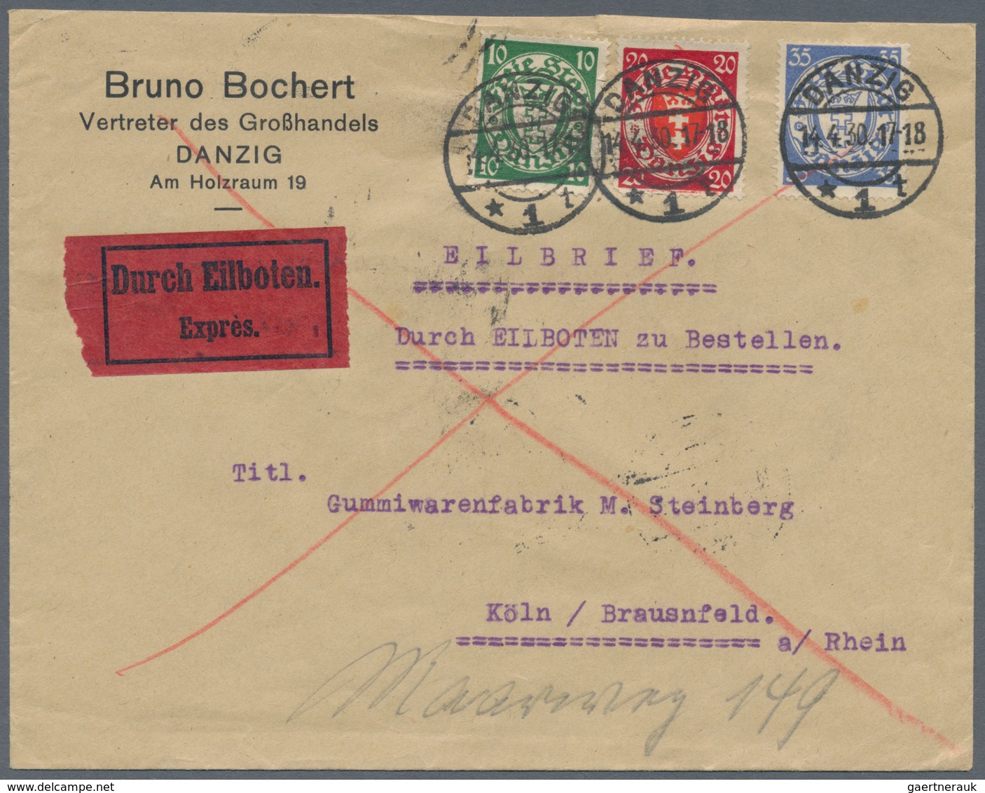 Danzig: 1875/1943, vielseitige Partie von ca. 135 Bedarfs-Briefen/Karten in guter Vielfalt ab einige