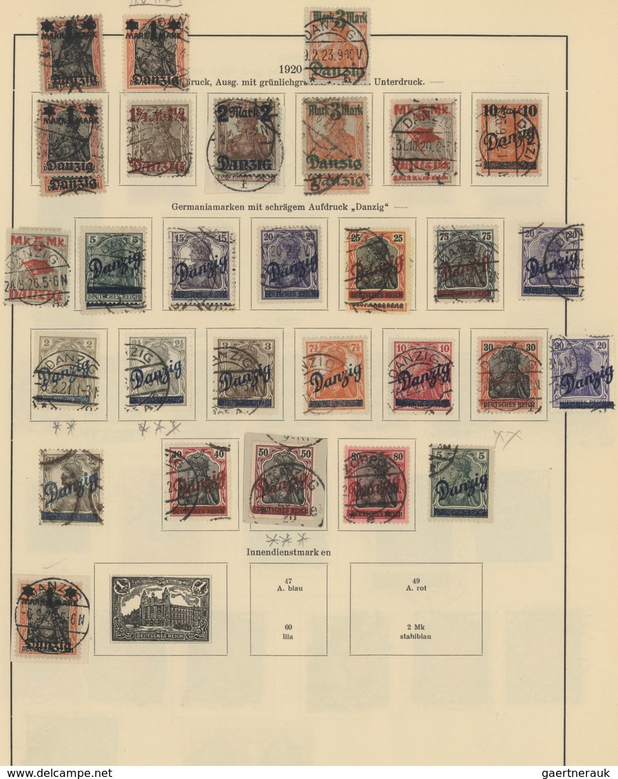 Danzig: 1920-1939, Umfangreiche, Gestempelte Sammlung Auf Alten Vordruckseiten, Teils 2-4 Exemplare - Autres & Non Classés