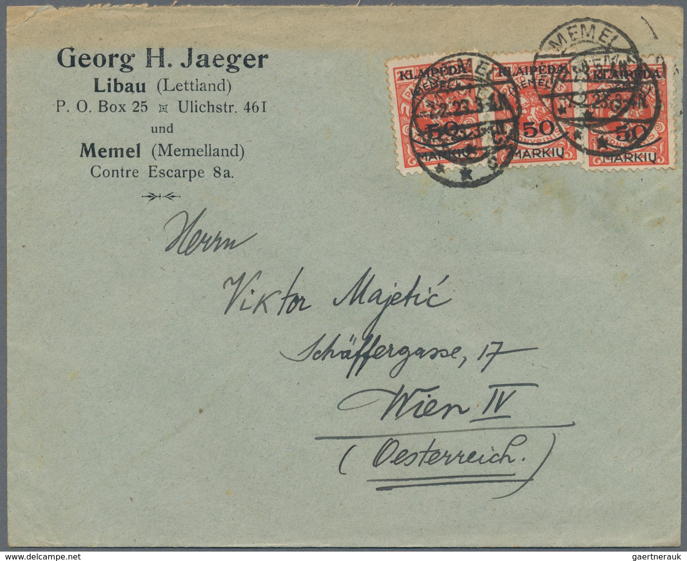 Memel: 1902/1923, Partie Von 22 Bedarfs-Briefen/Karten (incl. Einem Vorläufer), Durchweg Gute Bedarf - Memel (Klaïpeda) 1923
