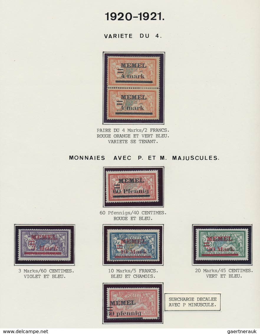 Memel: 1920/1923, Saubere Ungebrauchte/postfrische Sammlung Auf Selbstgestalteten Albenblättern, All - Memel (Klaïpeda) 1923