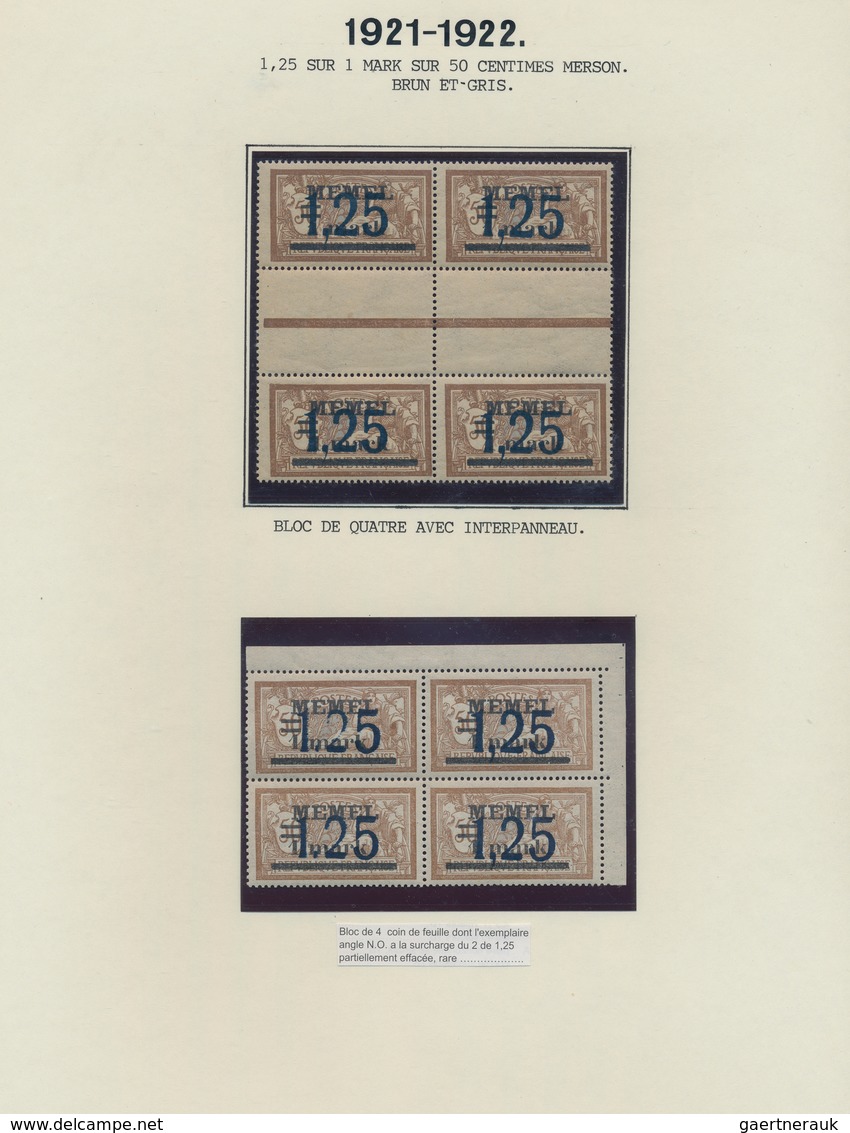 Memel: 1920/1923, saubere ungebrauchte/postfrische Sammlung auf selbstgestalteten Albenblättern, all